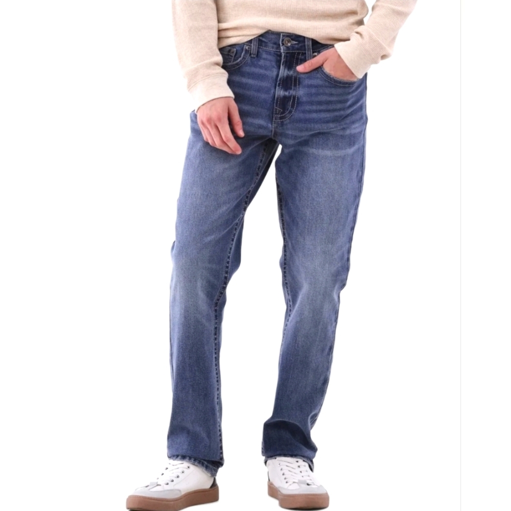 Lazer Pointe Men's Slim Fit Stretch Denim Jeans with Back Pocket Embroidery